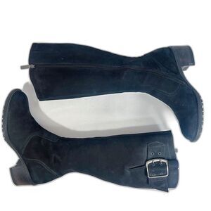 Paul Green Kendra Tall Riding Boots Black Suede Nuback Women's Size 5.5 UK 8 US